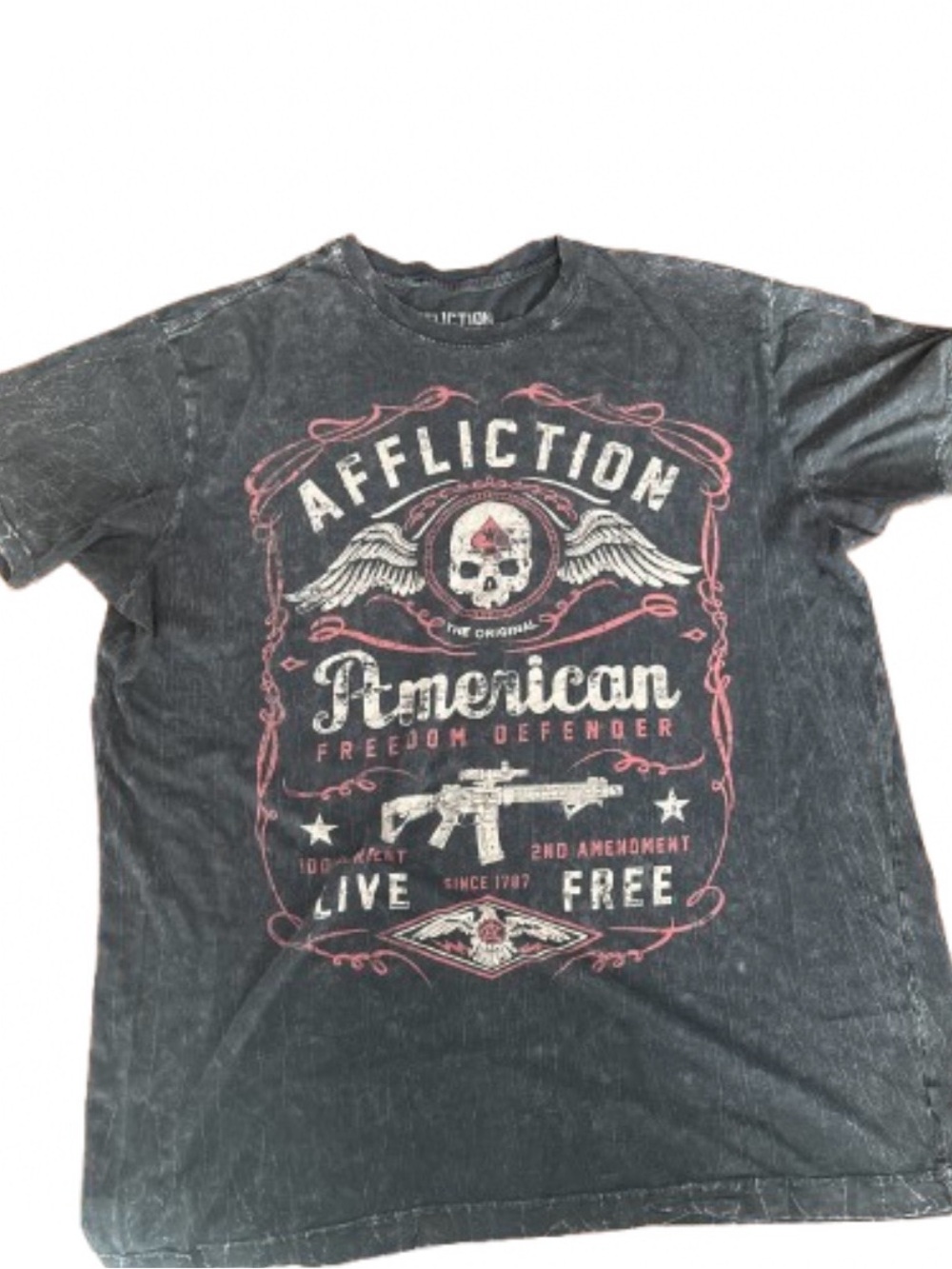 Affliction Freedom Defender 2nd Amendment Skull Rifle Graphic Tee XL USA Made